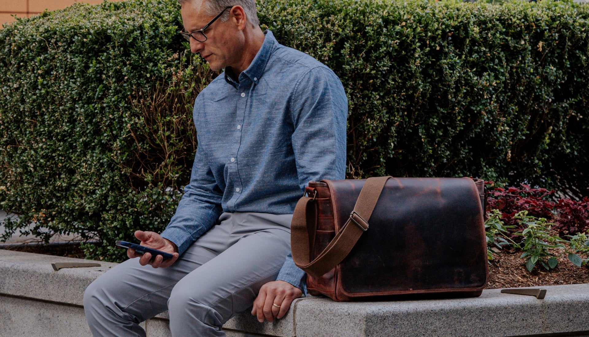 Roosevelt Buffalo Leather Duffle Bag, Dark Oak