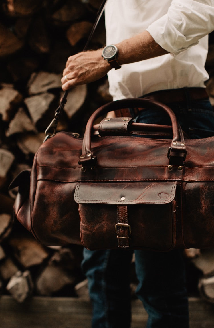 Denver Leather Travel Duffle Bag | Dark Briar