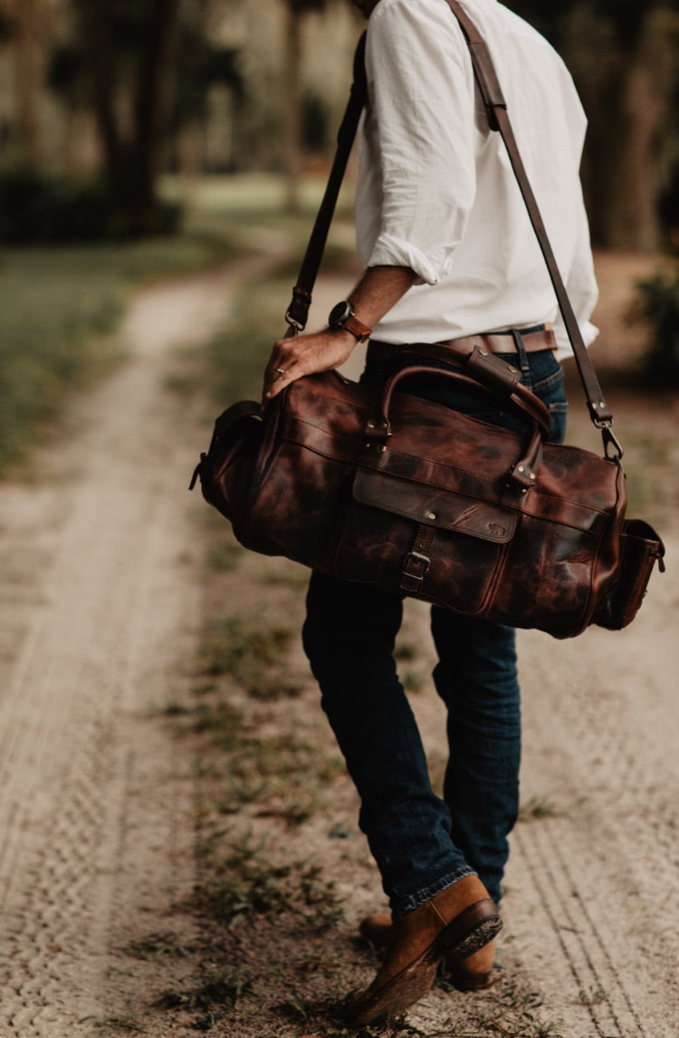 Roosevelt Buffalo Leather Travel Duffle Bag | Dark Oak