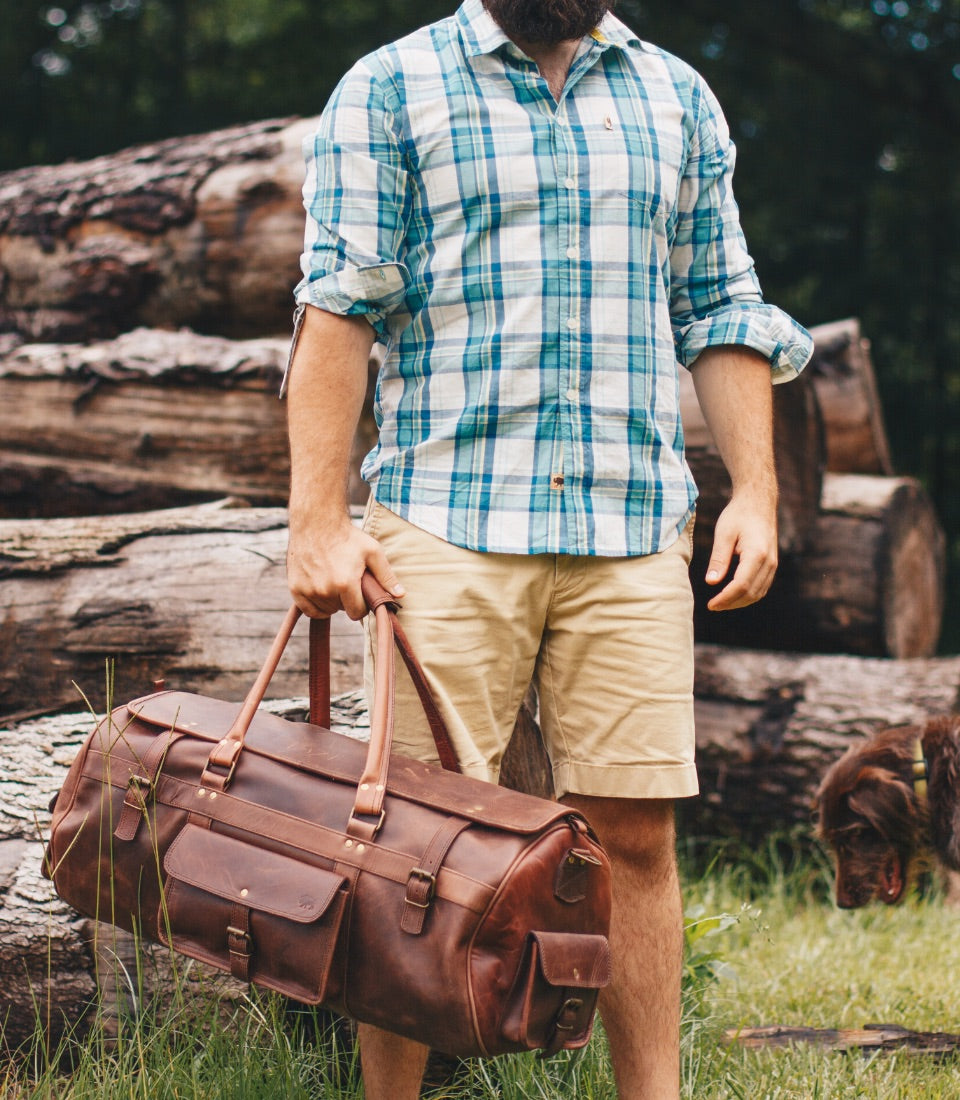 Buffalo Leather Duffle, No. 5 Grip Travel Bag - USA Made