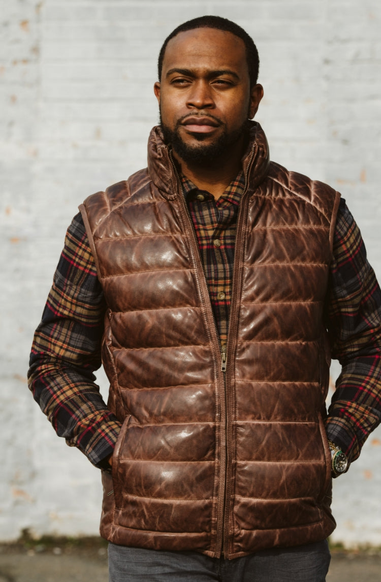 Buffalo Jackson Trading Co. Bridger Leather Down Jacket | Light Brown - L