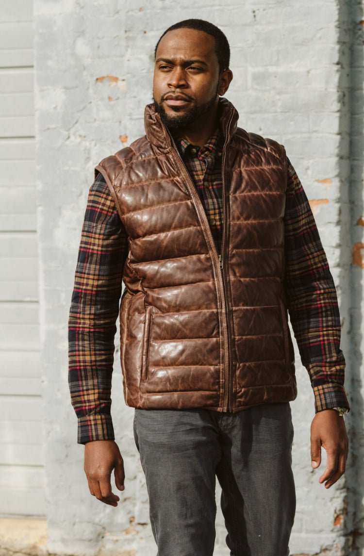 Buffalo Jackson Trading Co. Bridger Leather Down Jacket | Dark Brown - M