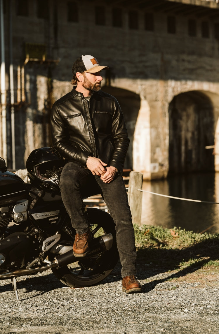 Thompson Leather Moto Jacket | Black