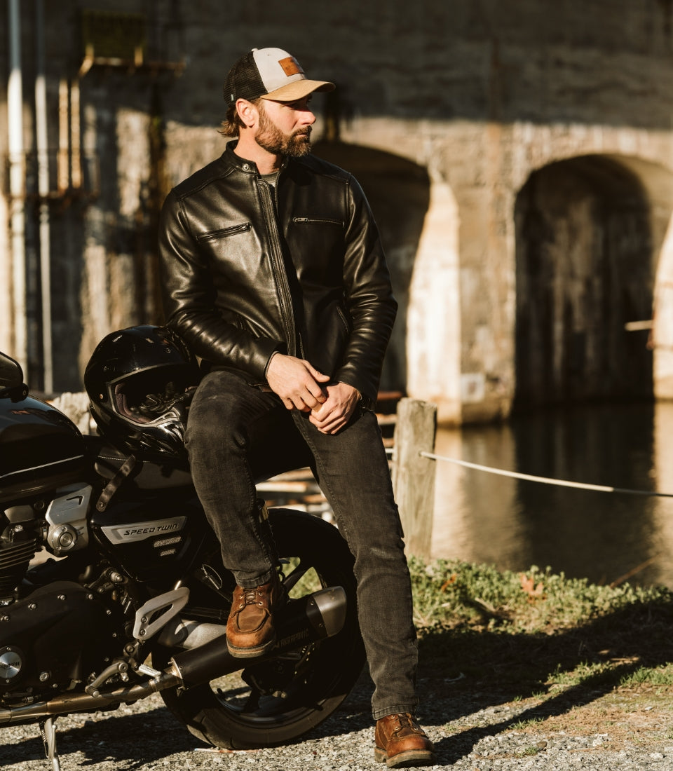 Thompson Leather Moto Jacket | Whiskey Brown