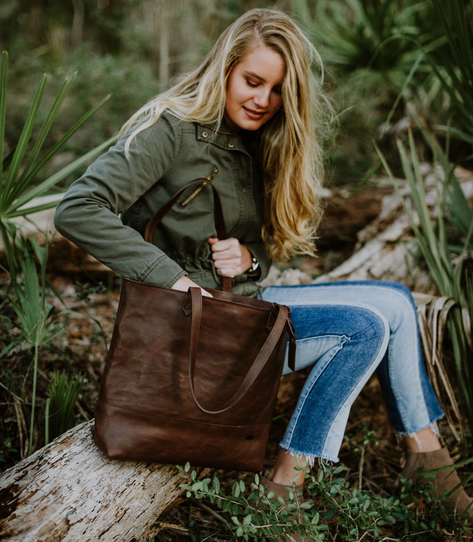 Brown Leather Bucket Bag - Madison Collection