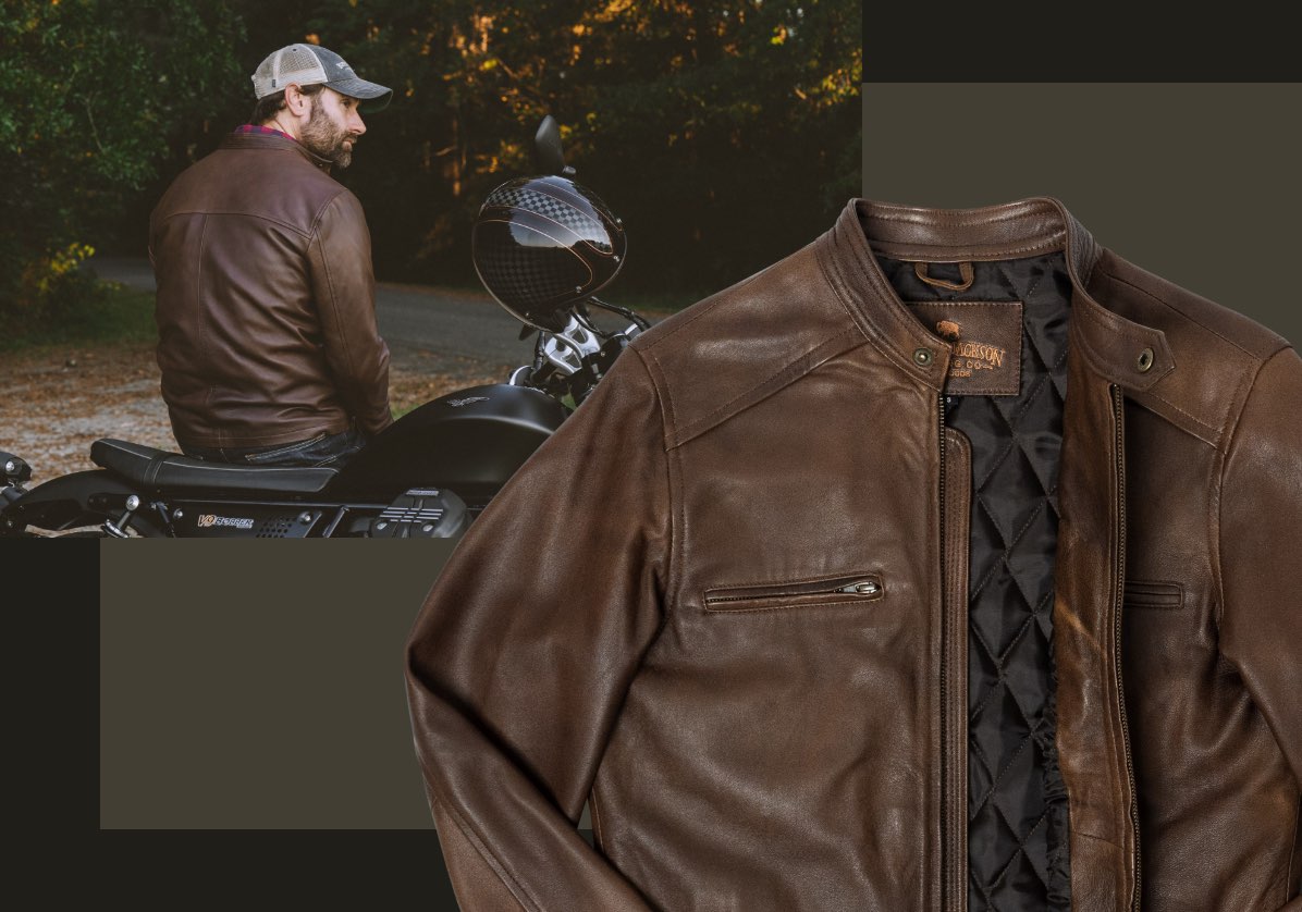 Buffalo Jackson Trading Co. Thompson Leather Moto Jacket | Whiskey Brown - M