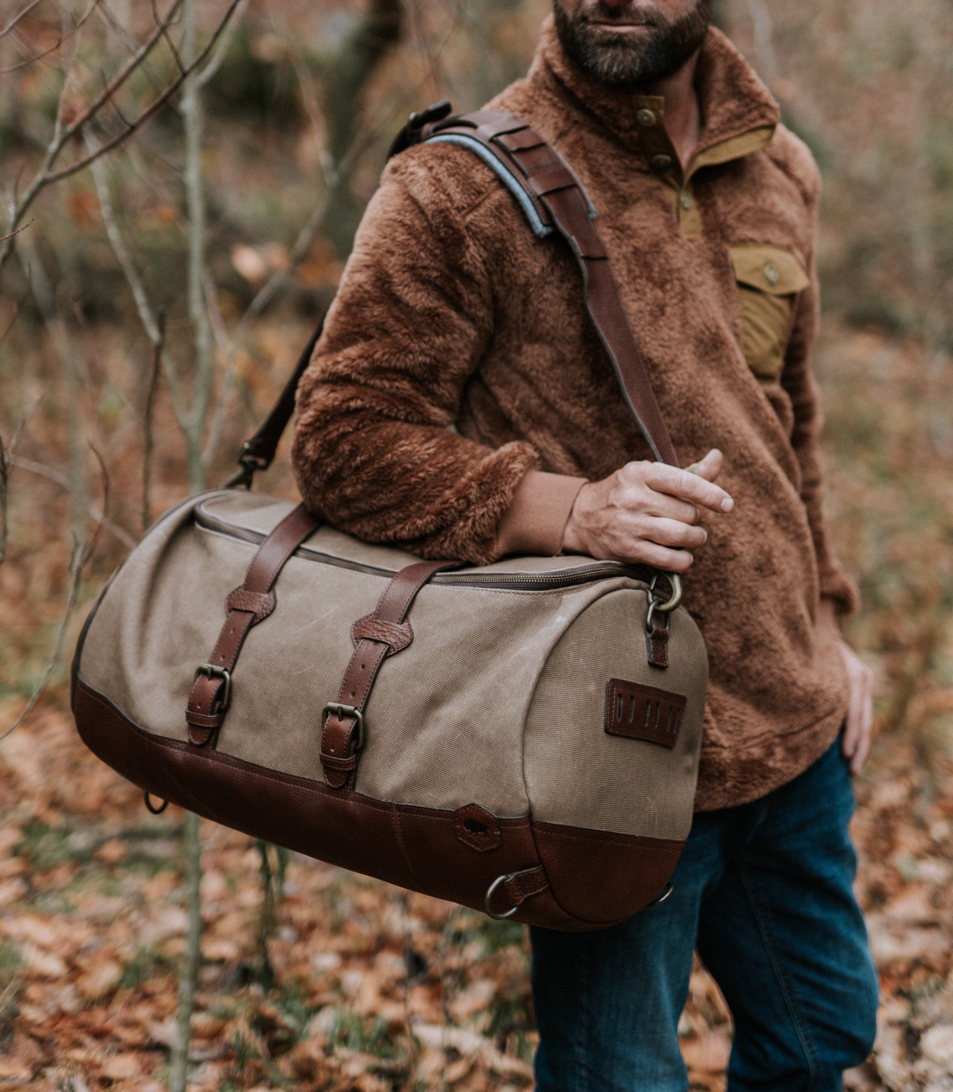 Dakota Waxed Canvas Commuter Backpack | Field Khaki w/ Chestnut Brown Leather