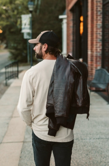 Buffalo Jackson Trading Co. Maverick Leather Bomber Jacket | Distressed Brown - XXL