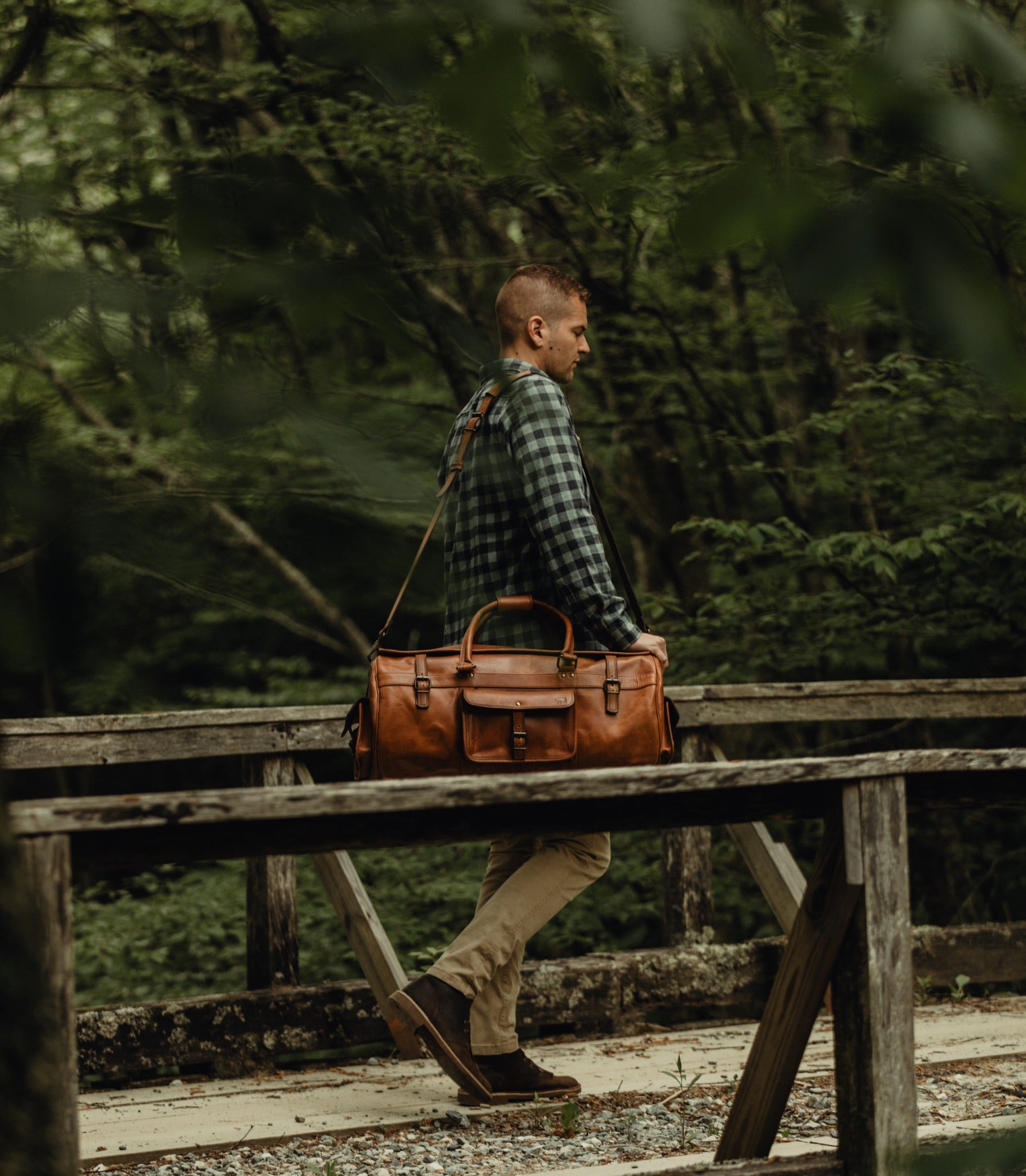 Roosevelt Buffalo Leather Duffle Bag | Amber Brown