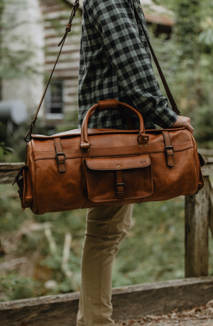 Dakota Buffalo Leather Purse - Brown, Brass