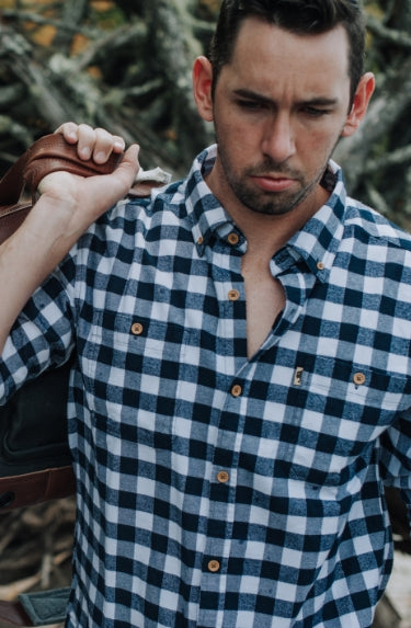 Waxhaw Buffalo Plaid Flannel Shirt | Mountain Top - Navy Cream - S