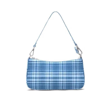 blue tartan bag