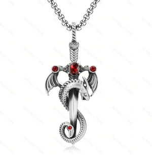 LNK249 Dragon On Sword Necklace - Extreme Largeness Wholesale