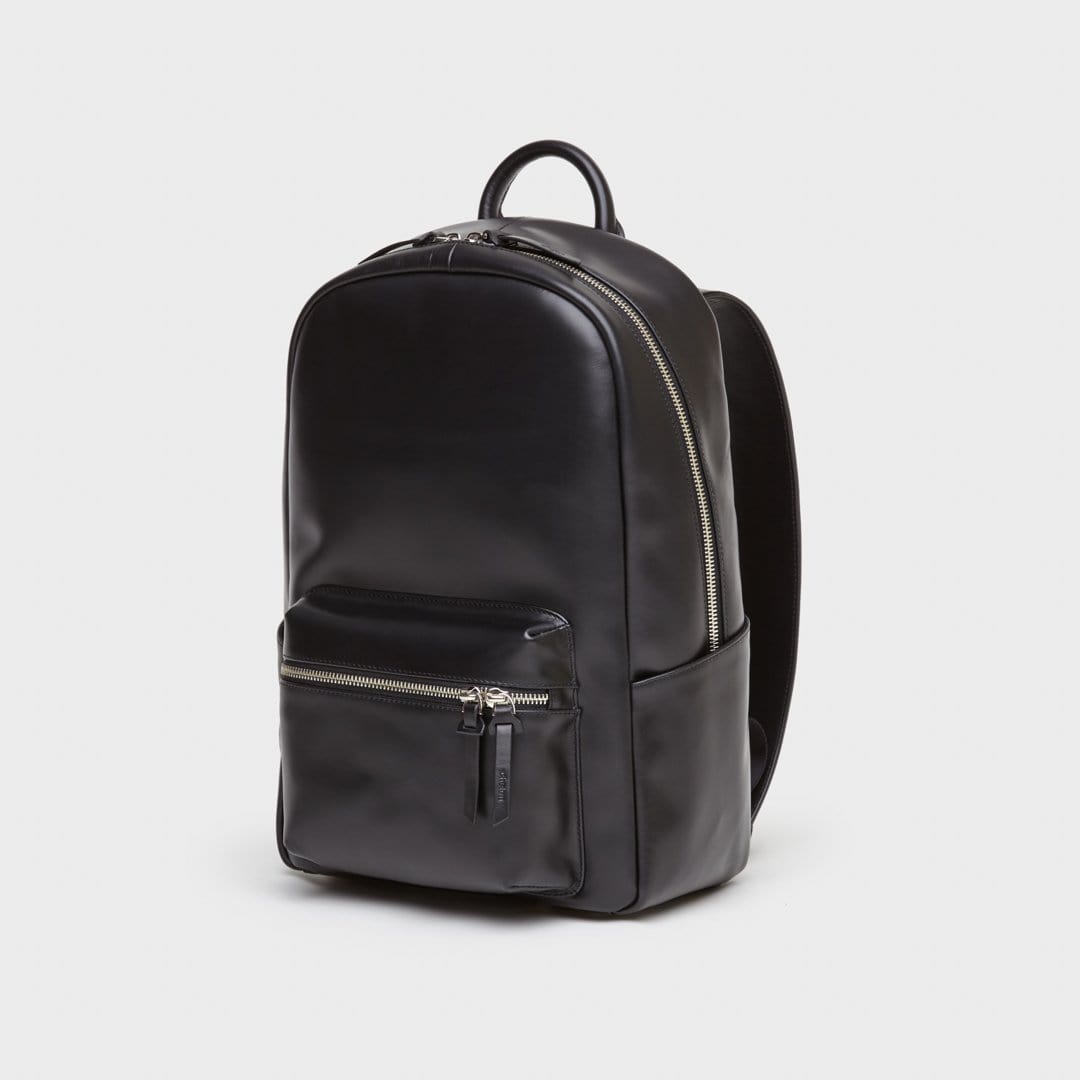 black leather backpack