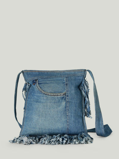 DENIM MESSENGER BAG WITH FRINGES | Regenerate your jeans© - Regenesi