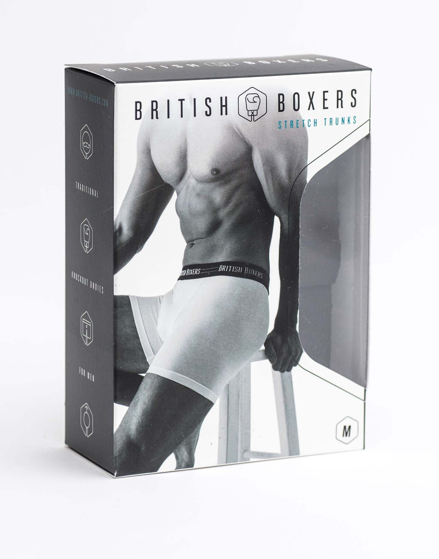 Two-Pack British Boxers Men's Stretch Trunks – Coal Black & Coal Black