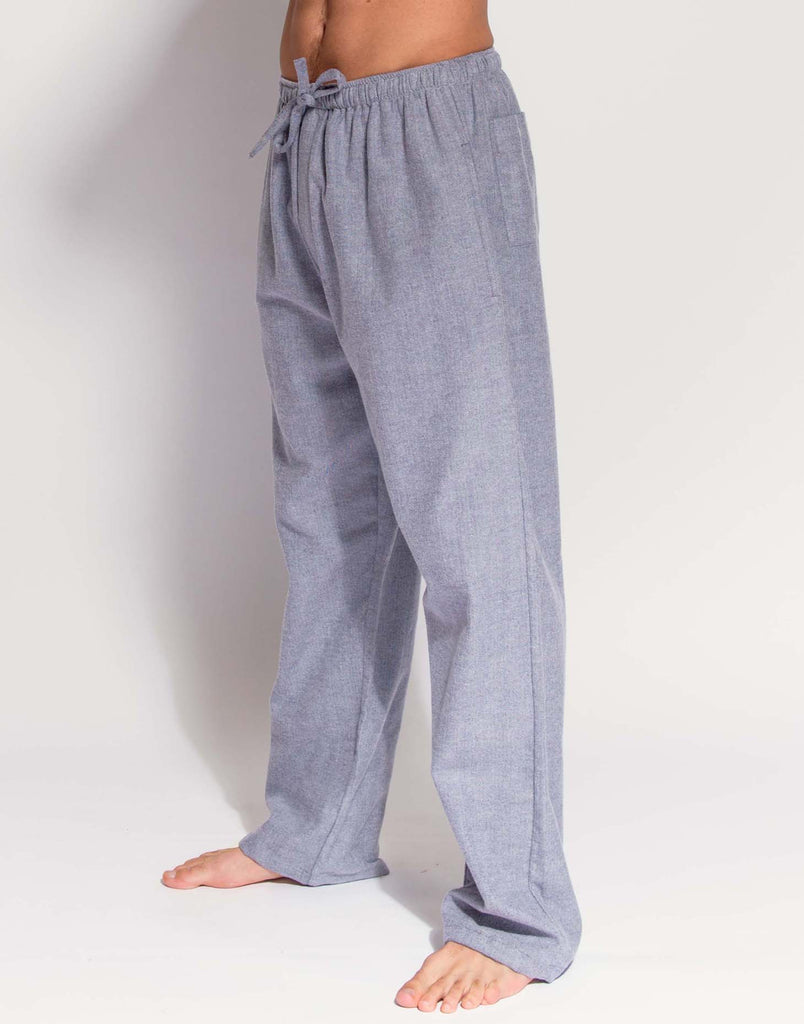 Men's Brushed Cotton Pyjama Trousers – Ash Grey Herringbone | British ...