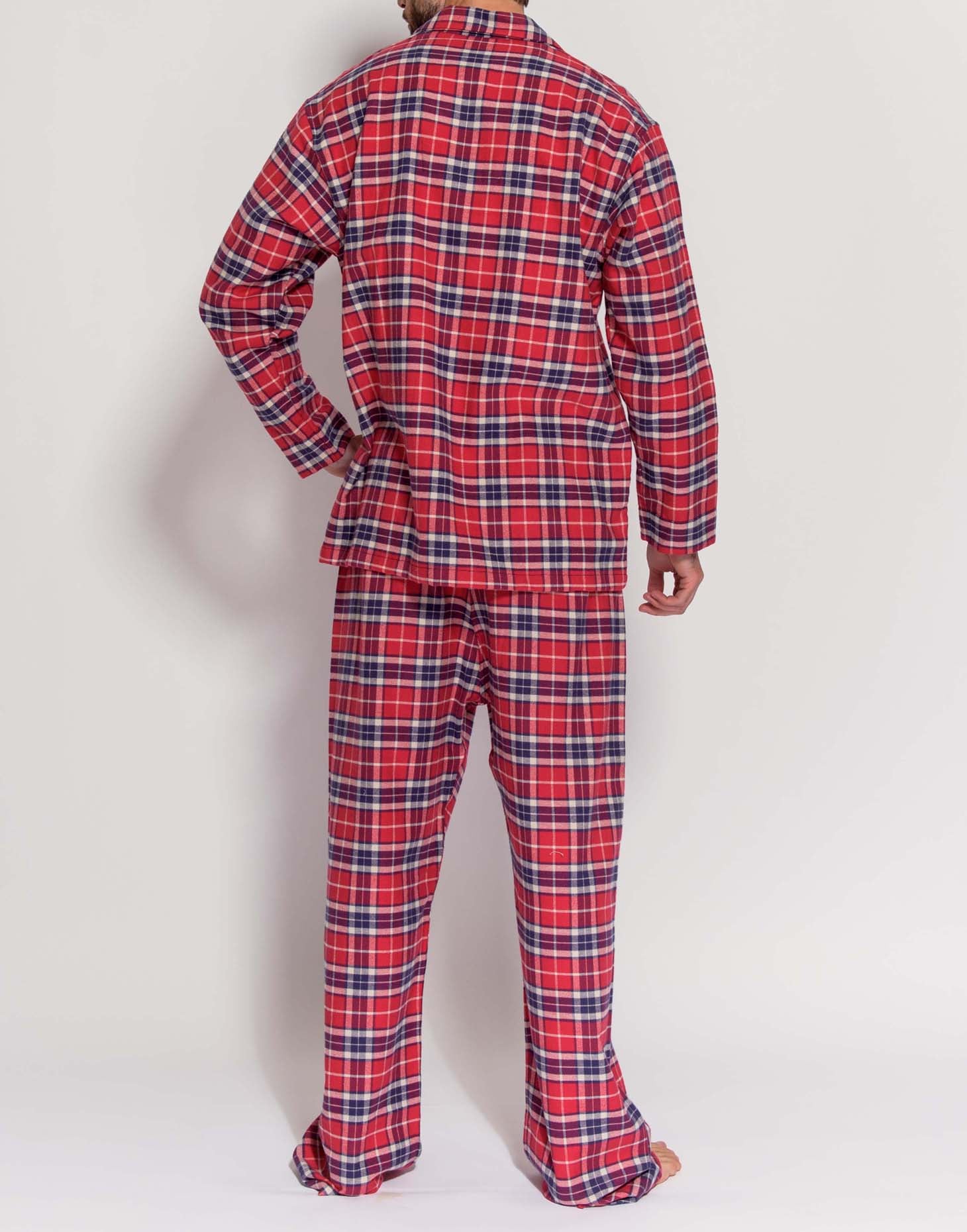 Men's Brushed Cotton Pyjama Set – Soft Red Tartan