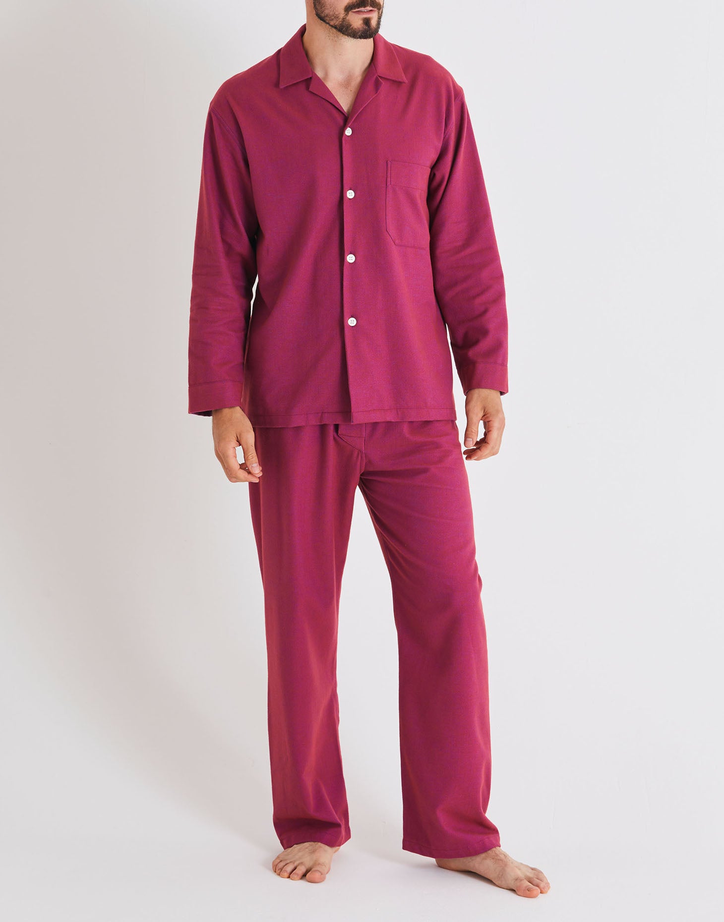 Men's Brushed Cotton Pyjama Set – Rioja Herringbone