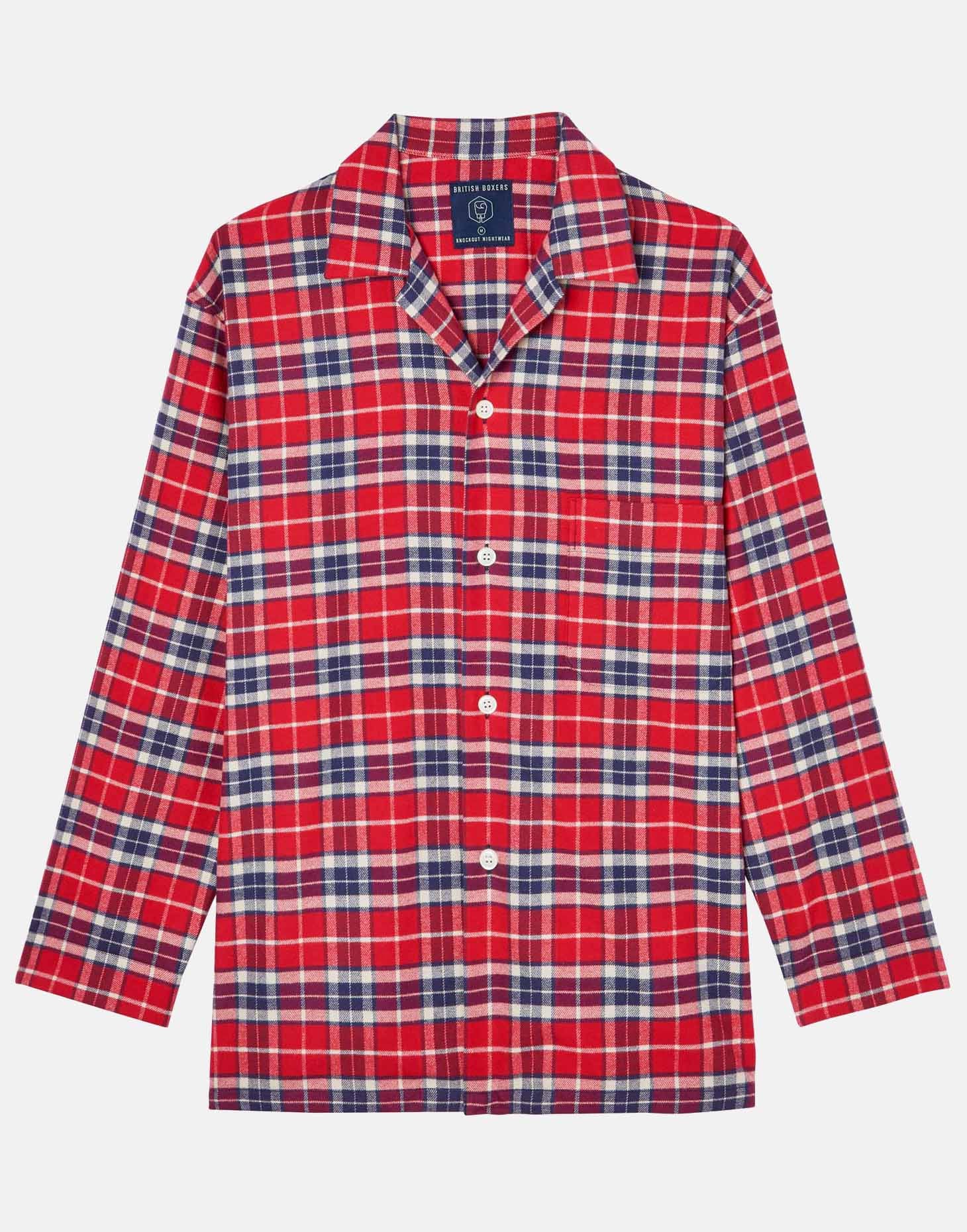 Men's Brushed Cotton Pyjama Set – Soft Red Tartan