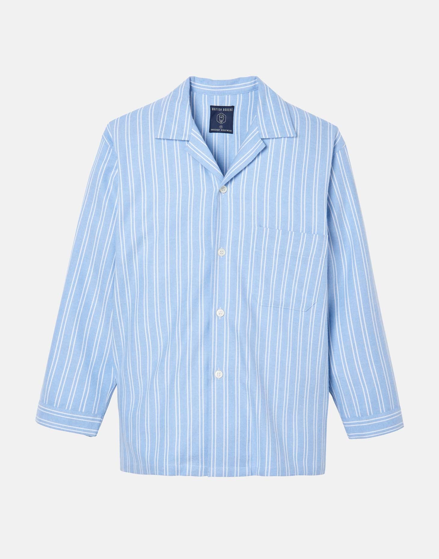 Men's Brushed Cotton Pyjama Set – Westwood Blue Stripe