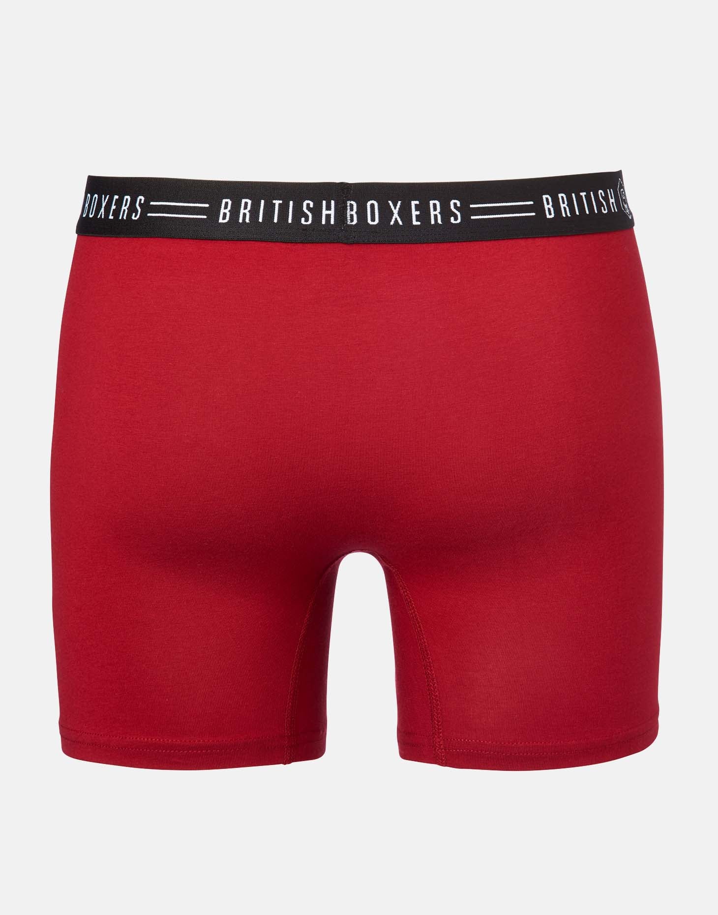 Two-Pack British Boxers Men's Stretch Trunks – Coal Black & Rio Red