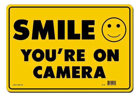 Lynch W-15, Smile You're On Camera, Yellow, 14" x 10"