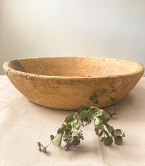 Oversized rustic bleached wooden bowl 