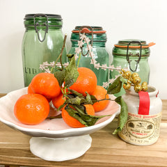 Vintage green glass storage jars 