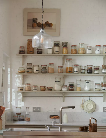Antiques used in a kitchen vintage glass storage jars