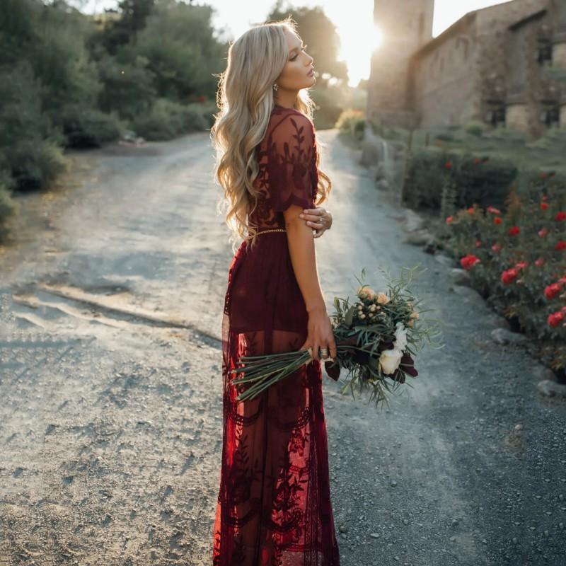 boho lace tulle maxi dress