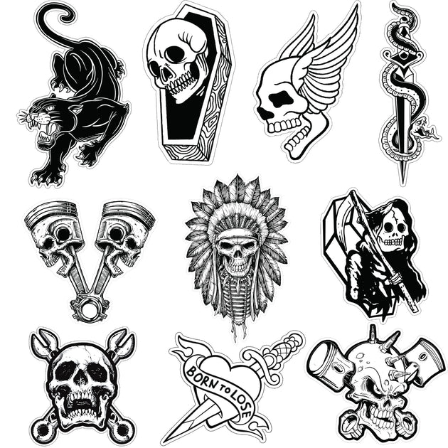 Black n White Tattoo 10 pack Sticker Series – Lethal Threat