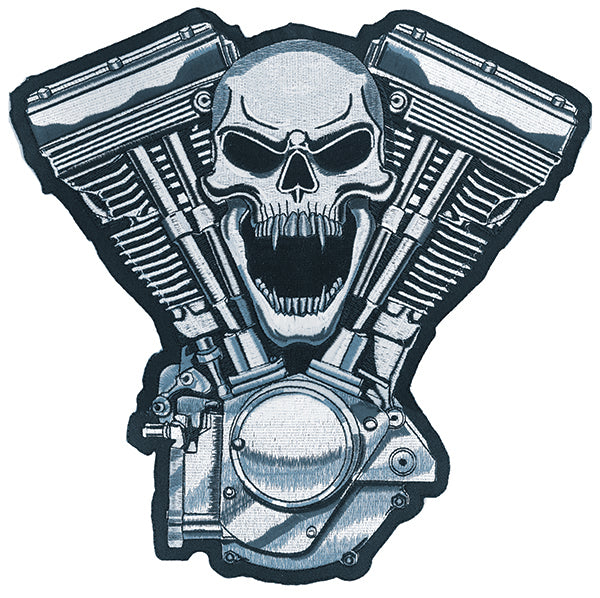 Fabrikant Leidinggevende Legende Screaming Skull V-Twin Motor Patch – Lethal Threat