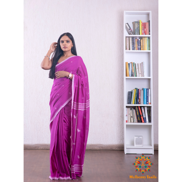 PURPLE COTTON JAMDANI SAREE – ShopBollyWear.Com