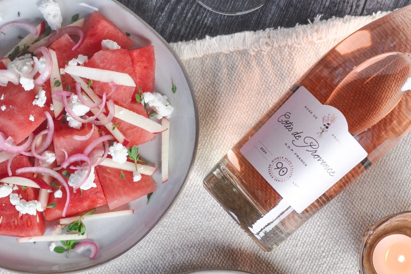 provence rosé paired with watermelon salad for summertime