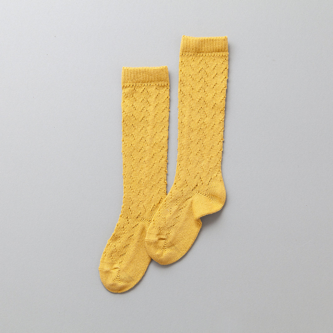 Warm Crochet Knee Socks, Mustard