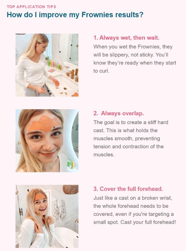 infographic how to apply frownies facial patches