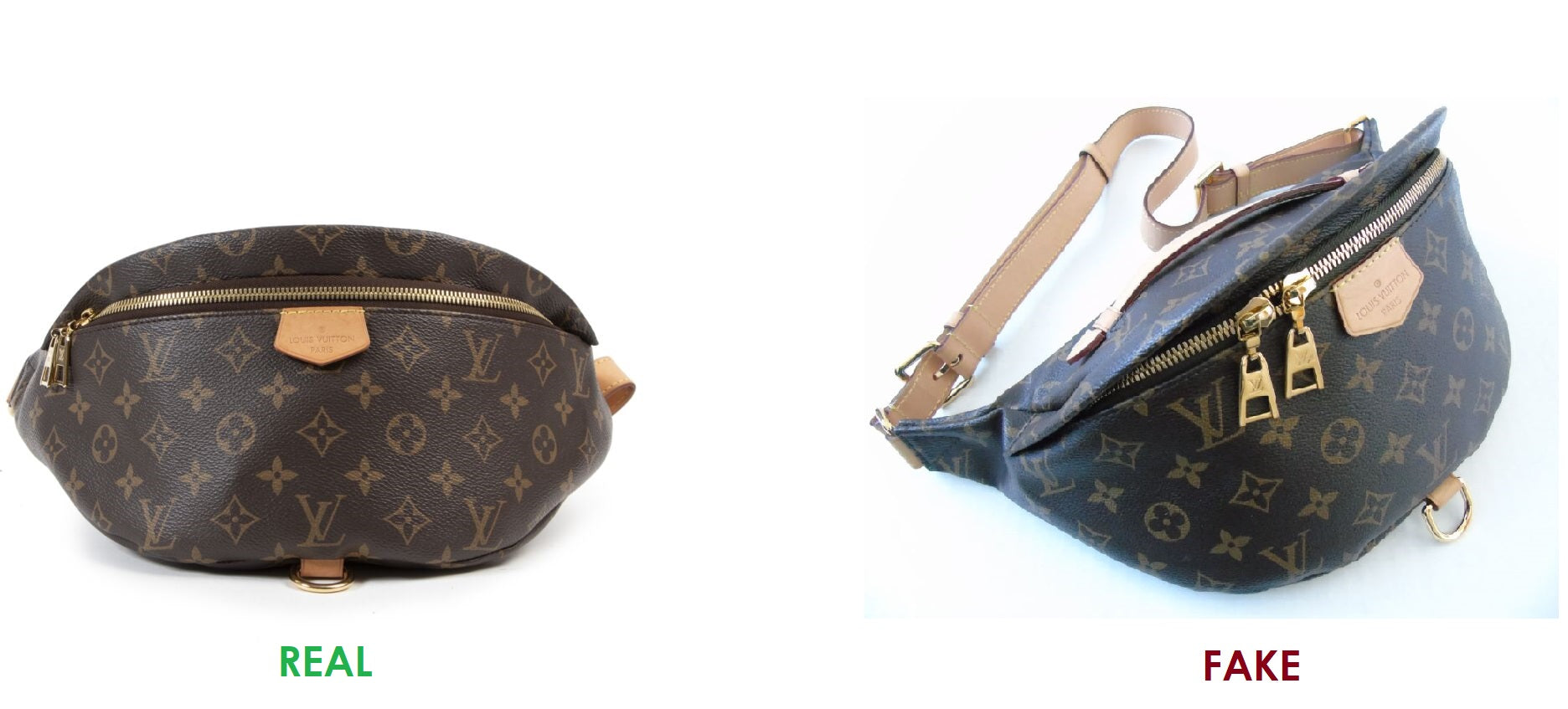 how to spot a fake louis vuitton bumbag real fake example date code