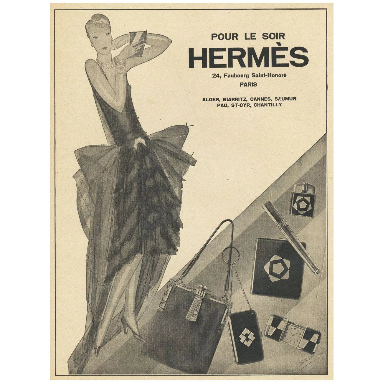 1920 Hermes Vintage Art Deco AD