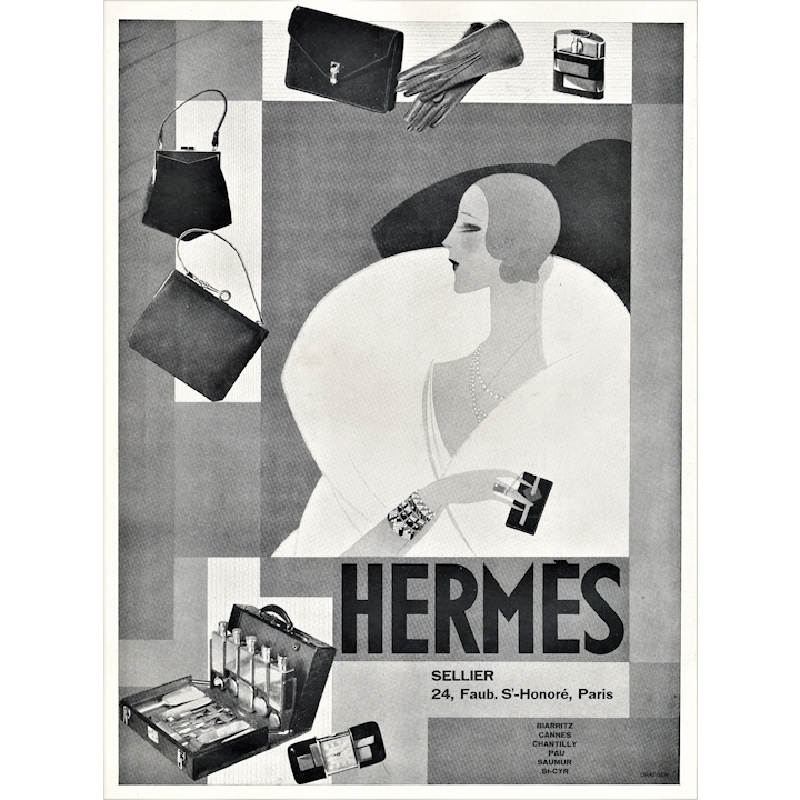 Vintage Advert, Advertisement or Publicity for Hermes with Globe