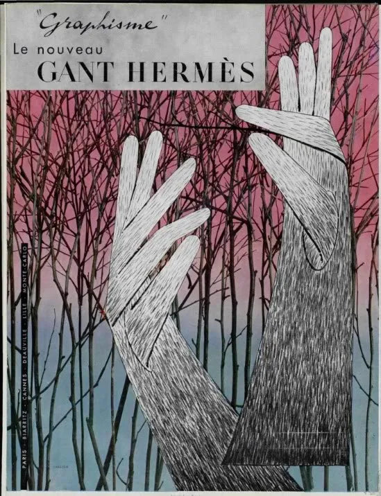 1959 guanti pubblicitari stampati Hermes