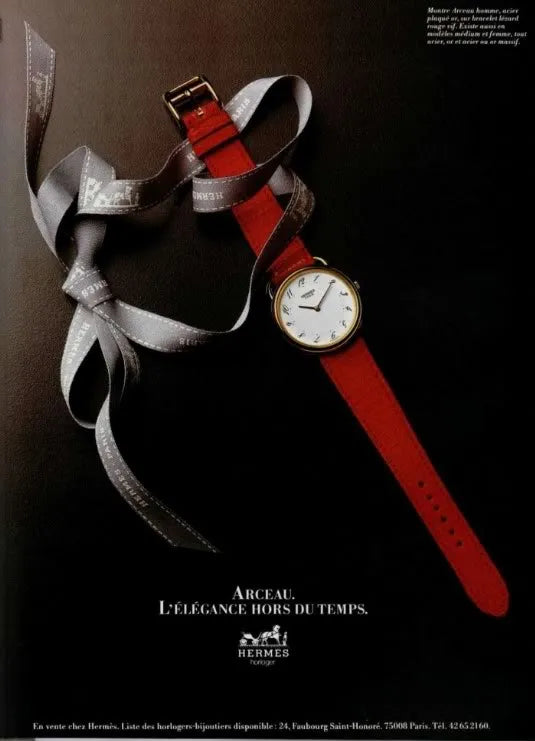 1988 Hermes Uhr Vintage Anzeigen rot