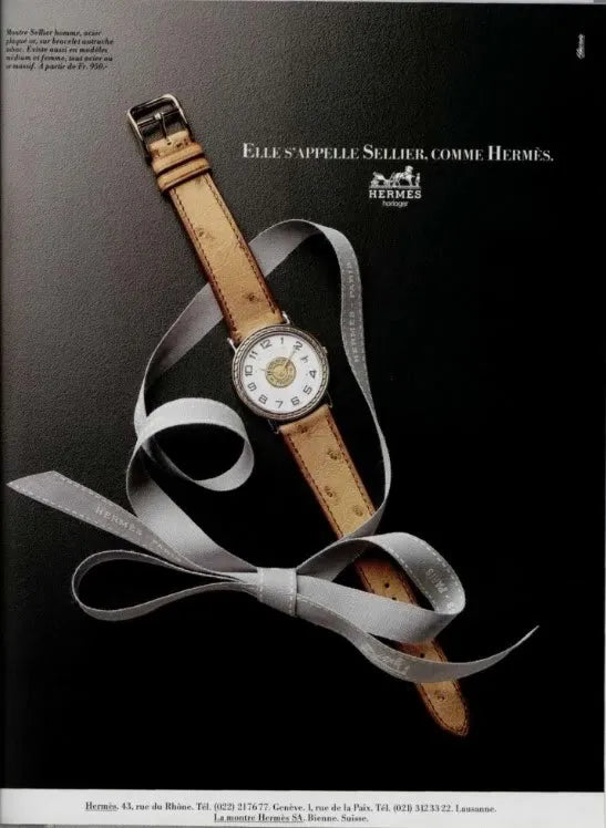 1988 Hermes regarde les publicités vintage beige