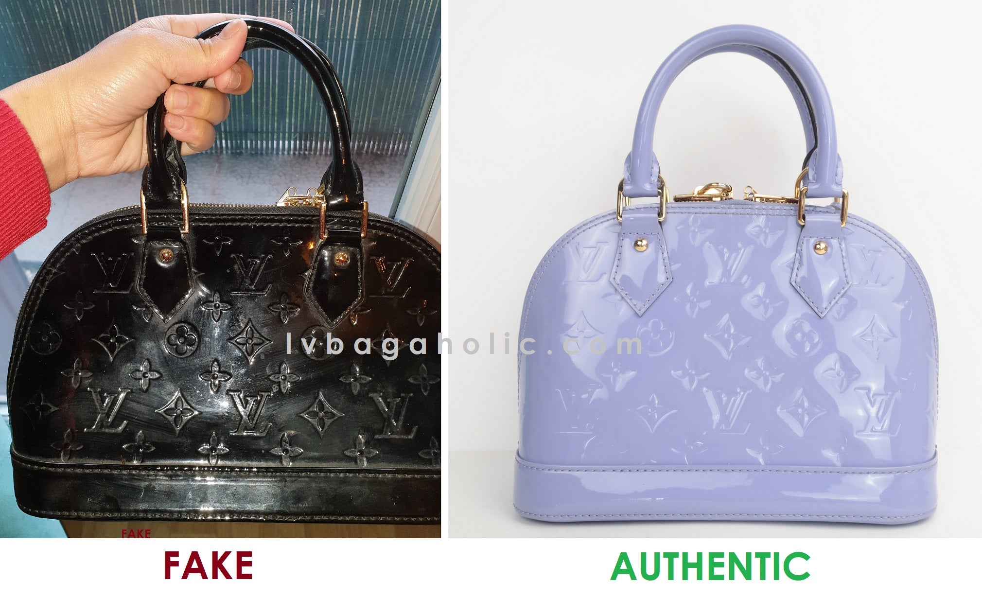 Louis Vuitton Real vs Fake Comparison How to Spot a Fake Alma BB – Bagaholic