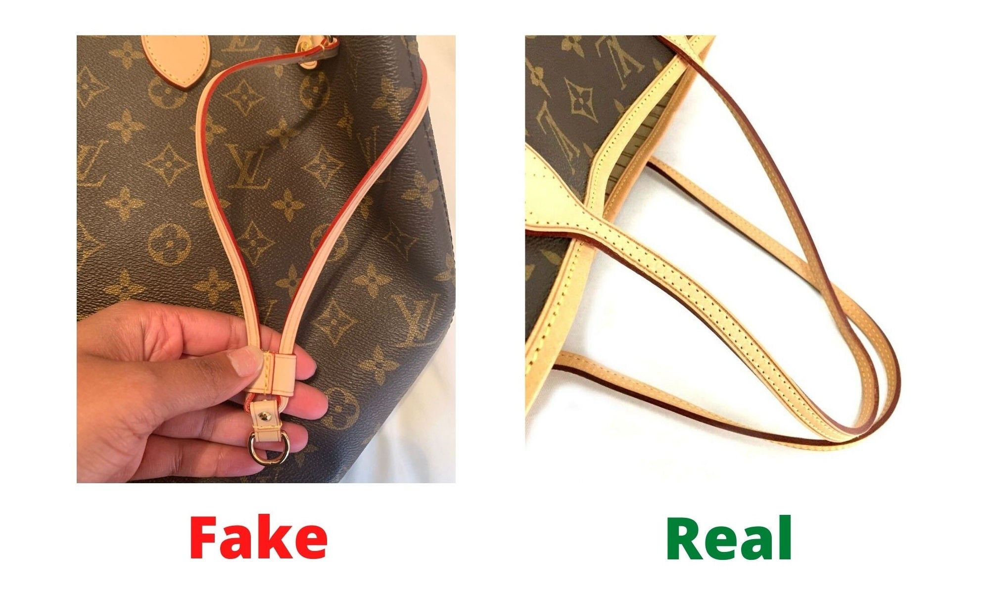 Fake Louis Vuitton Neverfull vs Real: Important Details You Should Definitely Pay Attention To (With Photo Examples) real vs fake neverfull monogram glazing
