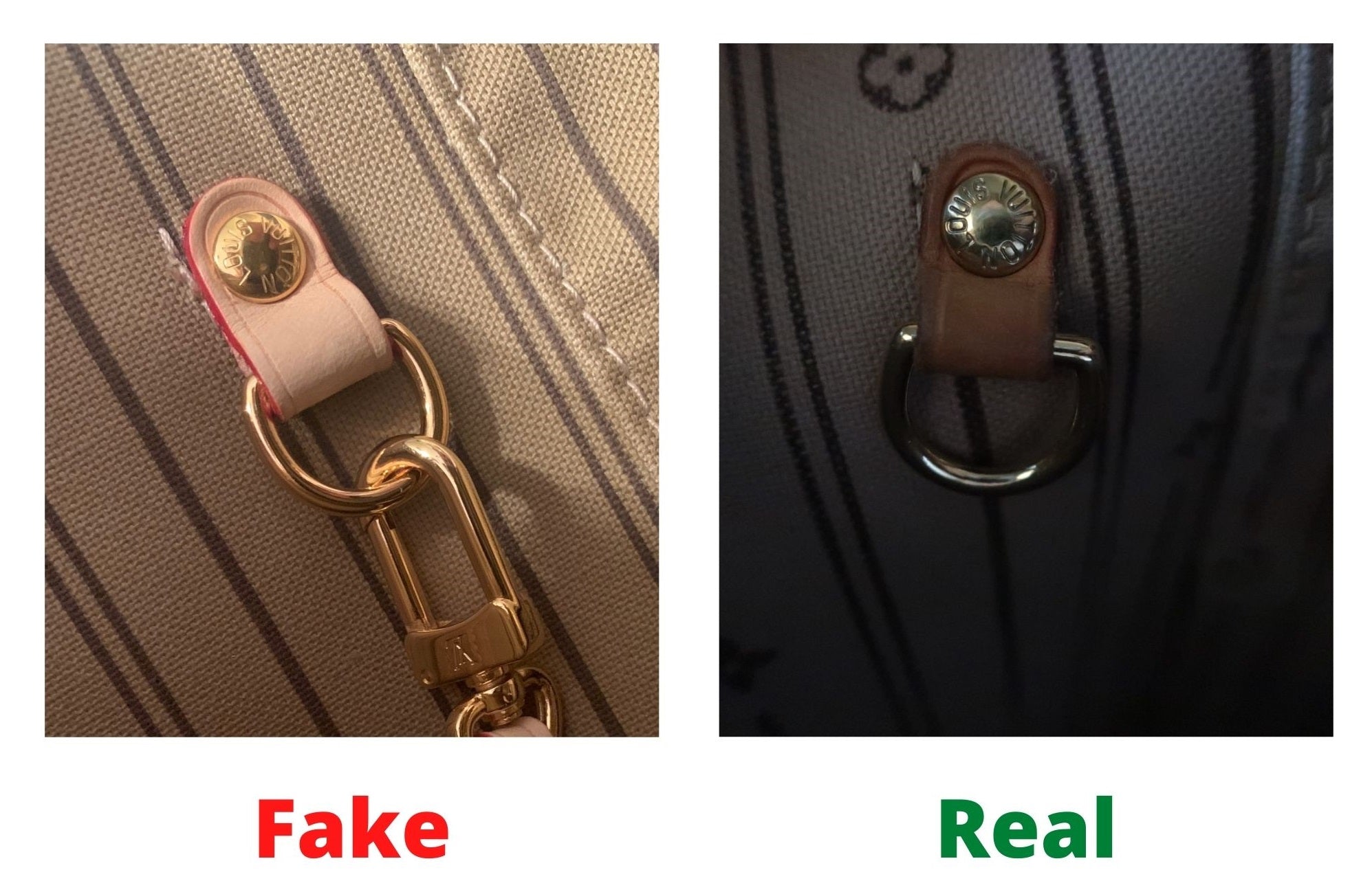 Fake Louis Vuitton Neverfull vs Real: Important Details You Should Definitely Pay Attention To (With Photo Examples) Fake vs Real Neverfull Monogram internal element