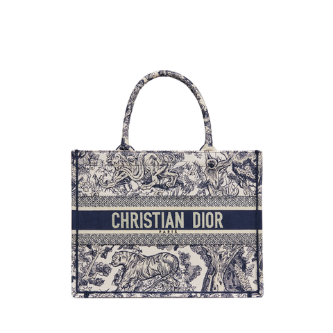 Dior Livre Tote Medium Toile de Jouy Blue