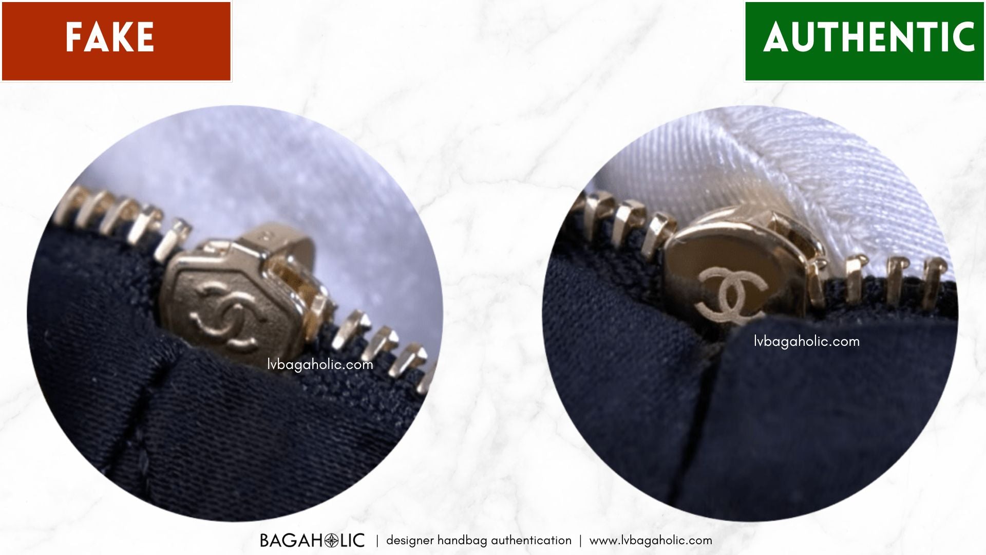 How to Tell If a Chanel 22 bag is real or fake zipper