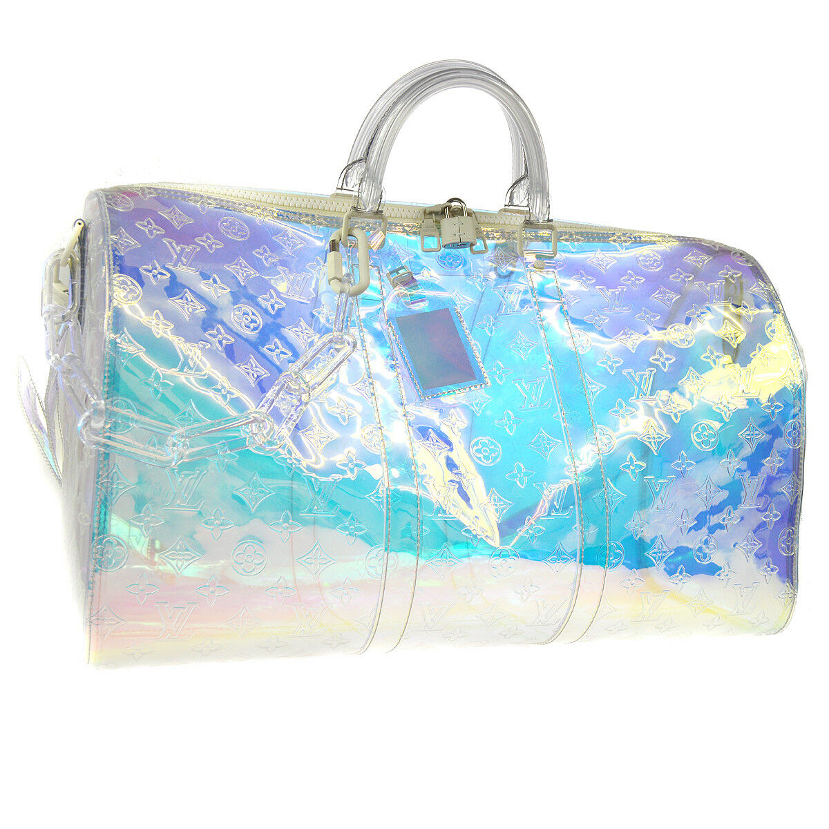 Stadium Clear Bag With Recycled Louis Vuitton Leather Blue - $71