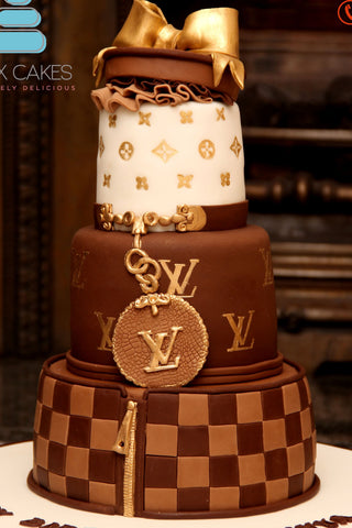 LV Damier Ebene Purse Cake with Christian Louboutin Shoe - CakesDecor